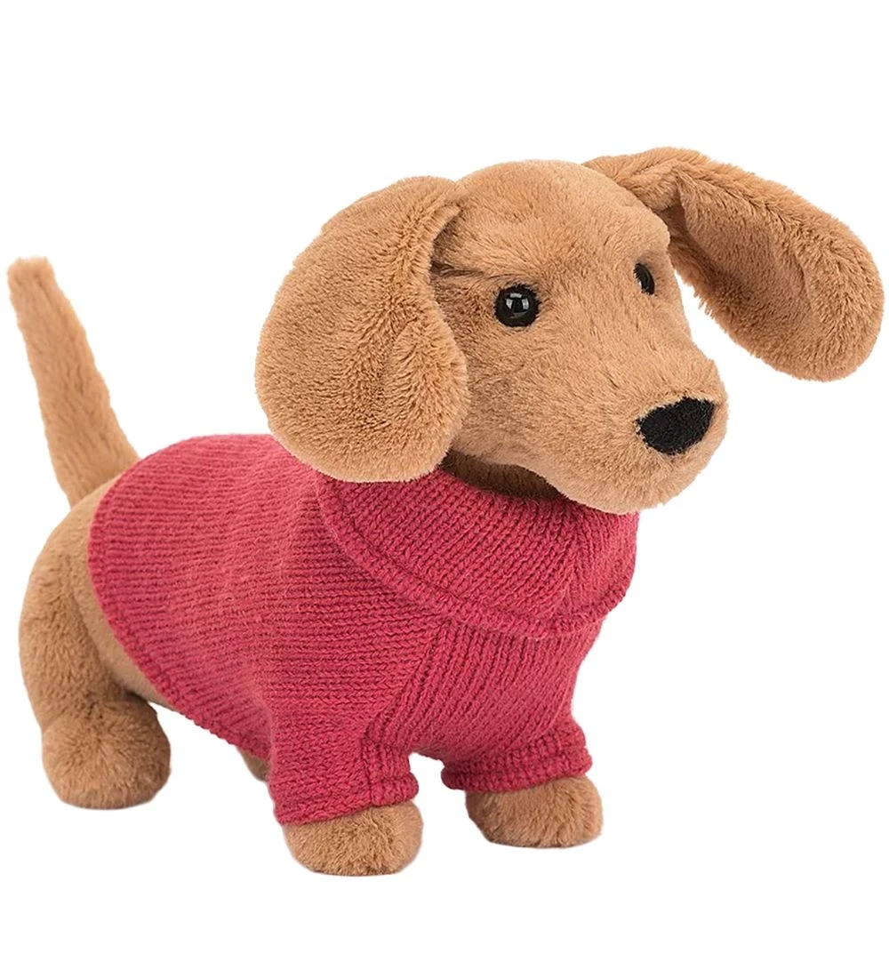 Jellycat Bamse - 24 Cm - Sweater Sausage Dog Pink 3 Jellycat Bamse - 24 Cm - Sweater Sausage Dog Pink